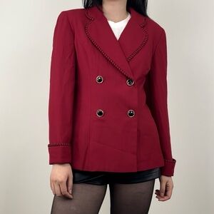 Vintage Glory Black and Red 80s Double Breasted Blazer